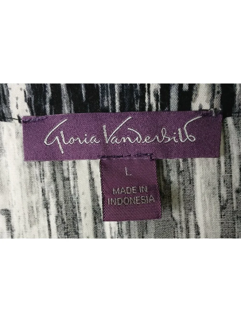 Gloria Vanderbilt Women's Large Nova Flutter Sleeve Blouse Black White #D-37 - Picture 3 of 7